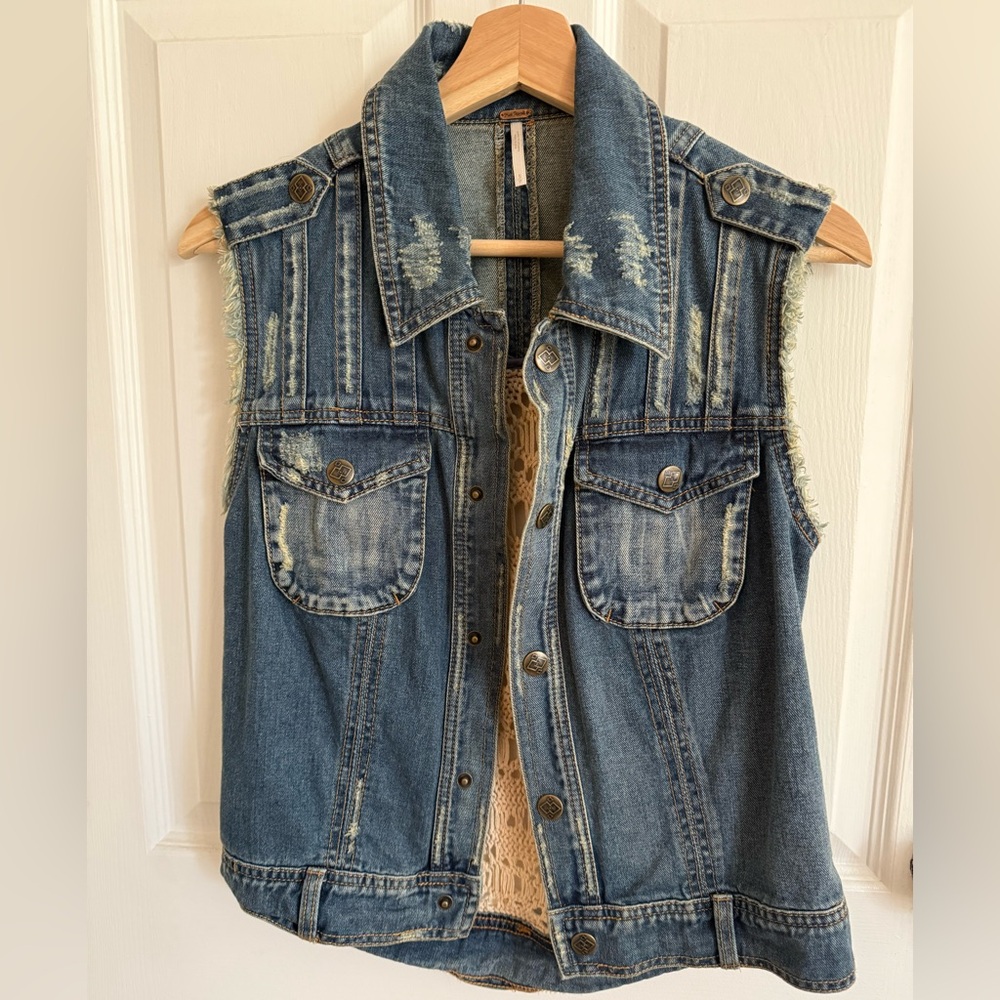 Free People Classic Blue Denim Jacket